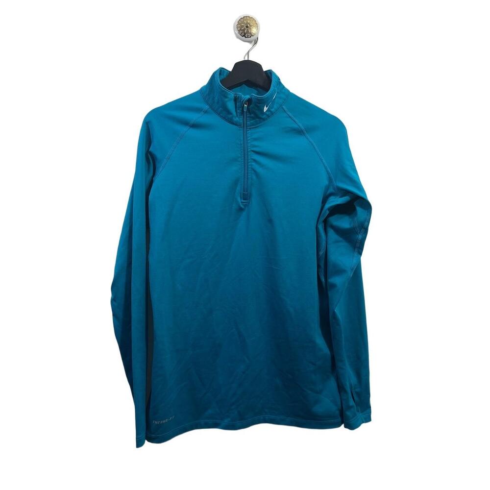 Nike Athletic Therma Dri Fit Top Womens Size Large Turquoise Quarter Zip *read